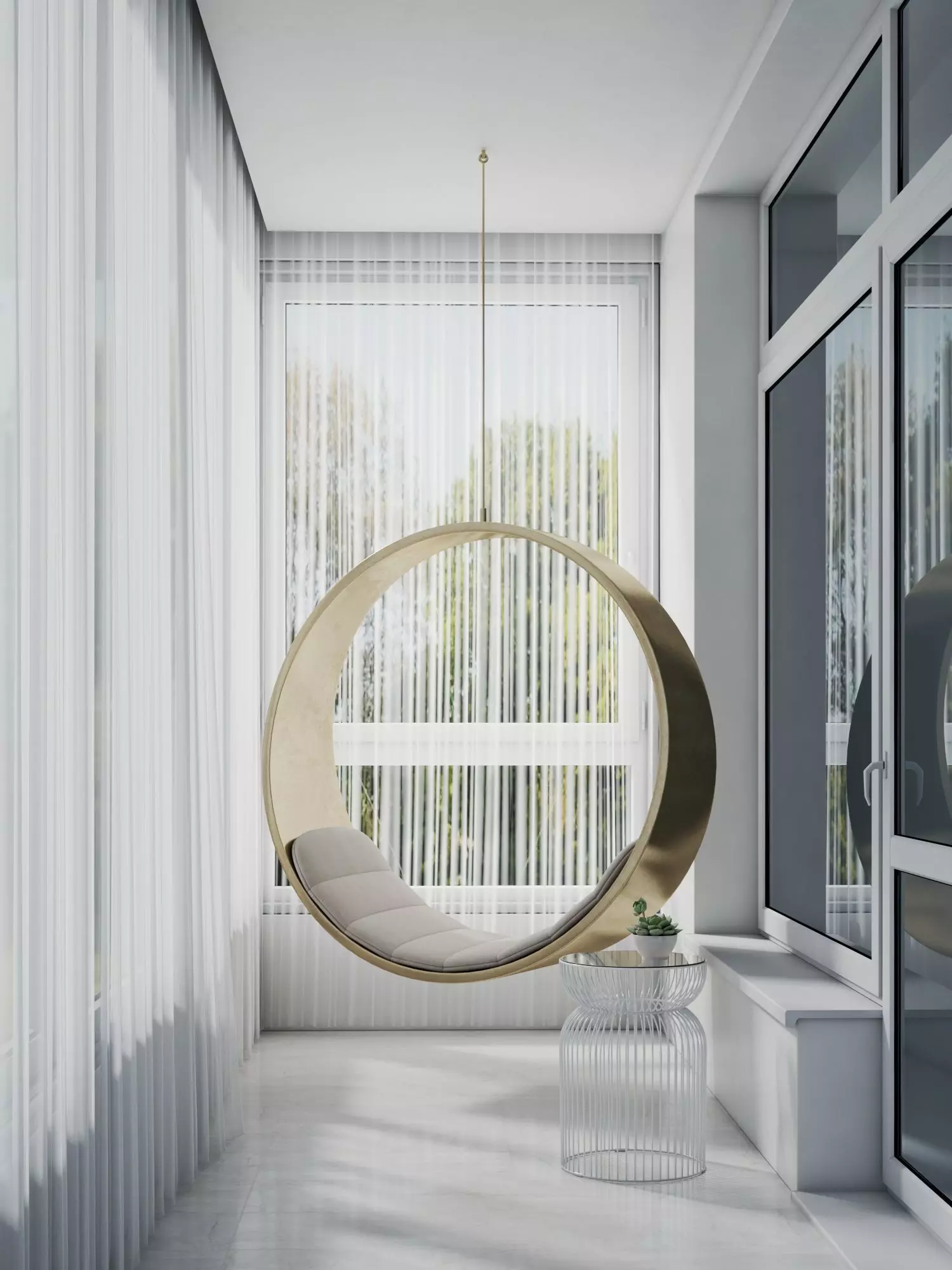 Swing chair Low-poly 3D model_0