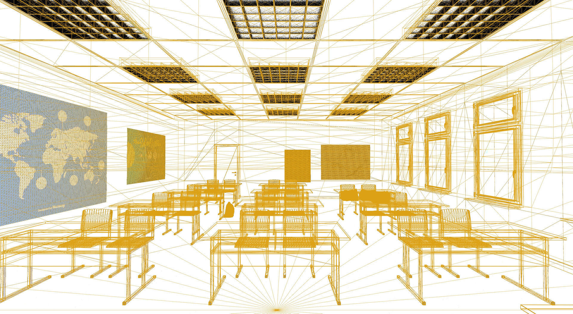 Classroom UE4 3D model_3