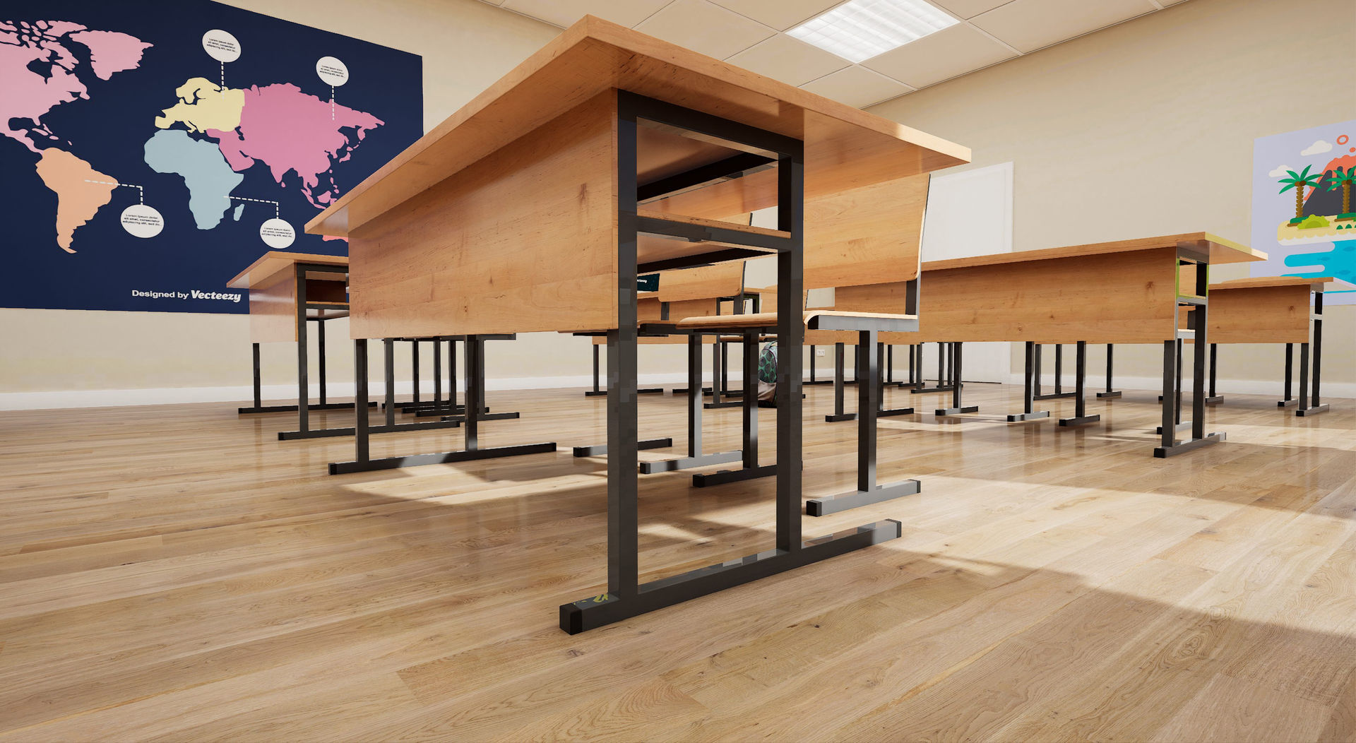 Classroom UE4 3D model_9