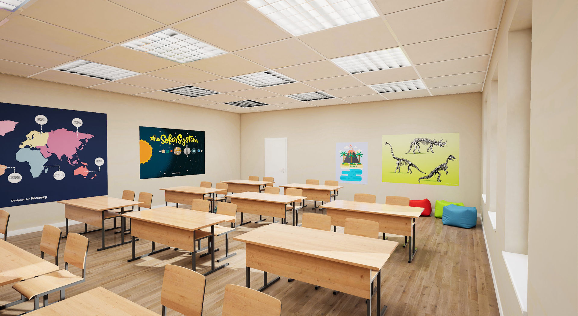 Classroom UE4 3D model_5