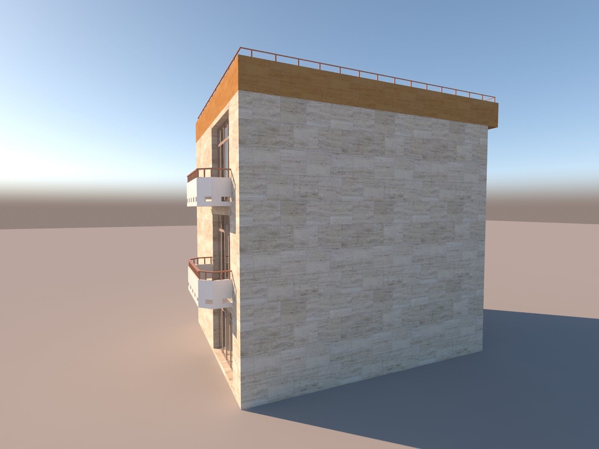 residential building low poly 3D model_5