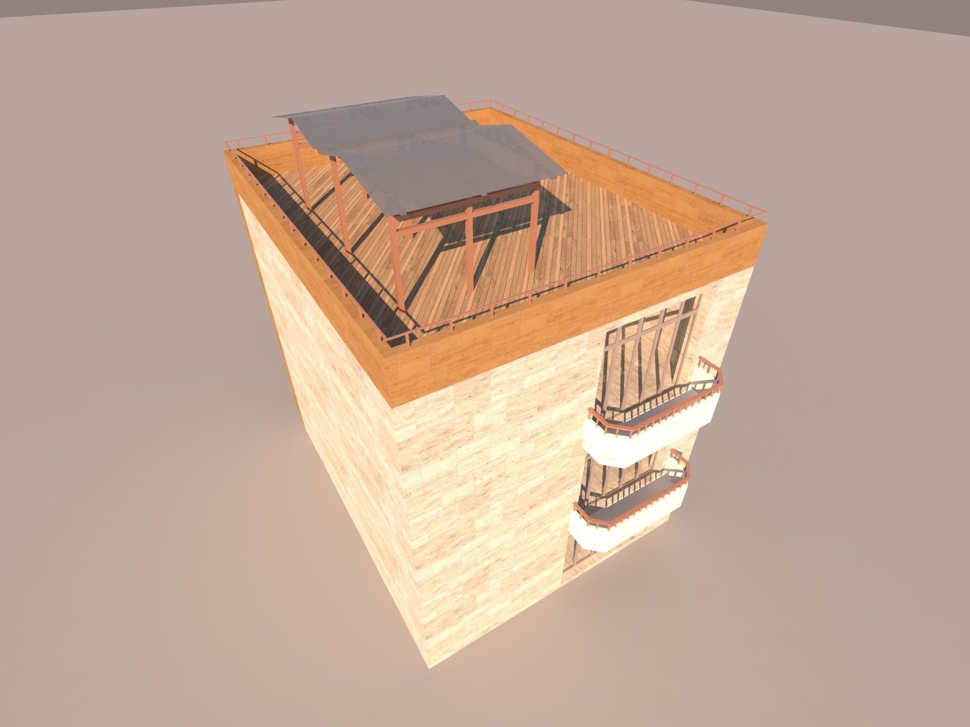 residential building low poly 3D model_6