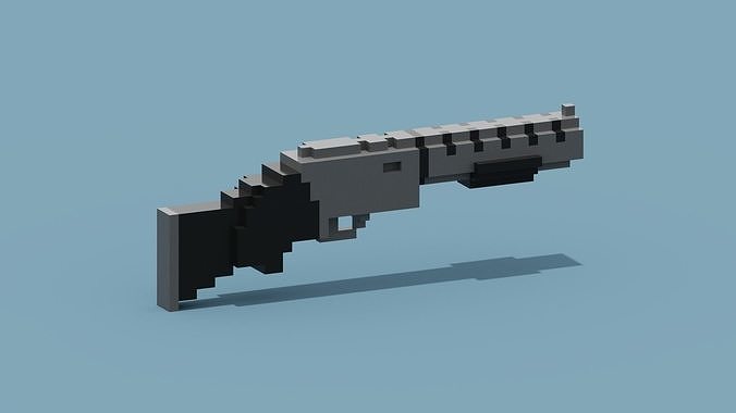 Voxel Gun Low-poly 3D model