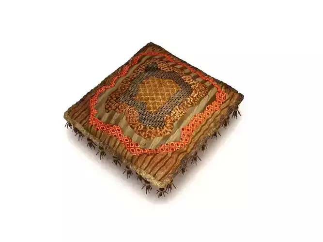 pillow ottoman with orange pattern