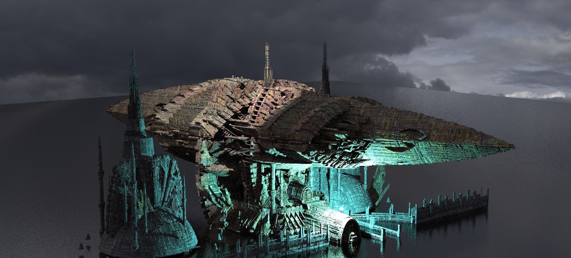 Art Deco Future Towers 2 3D model_1