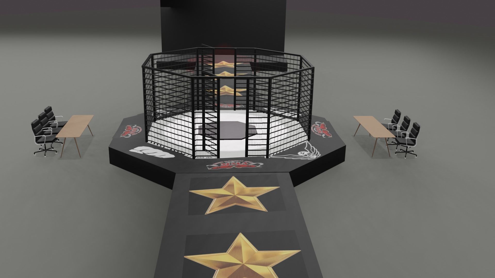 Fighter Octagon Cage Low-poly 3D model_4