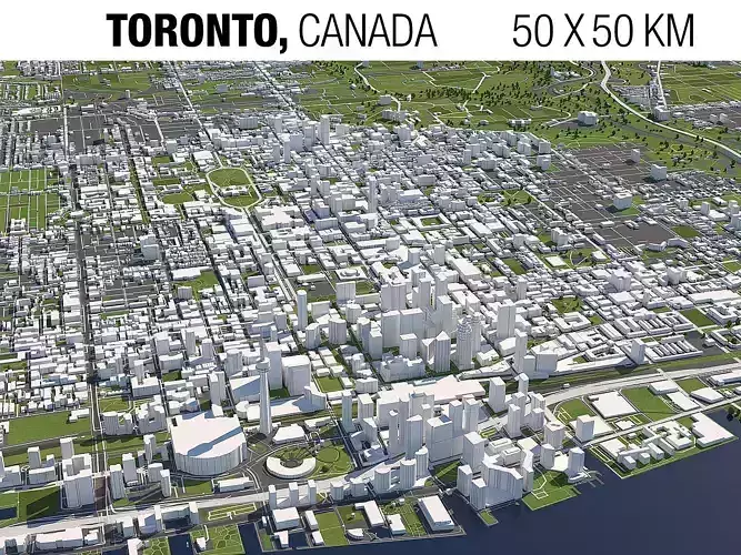 Toronto Canada 50x50km 3D City Map 3D model