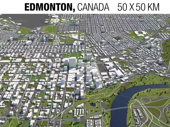 Edmonton Canada 50x50km 3D City Map
