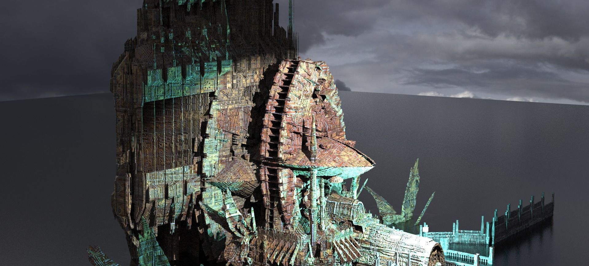 Art Deco Future Towers 5 Kit bash 3D model_2