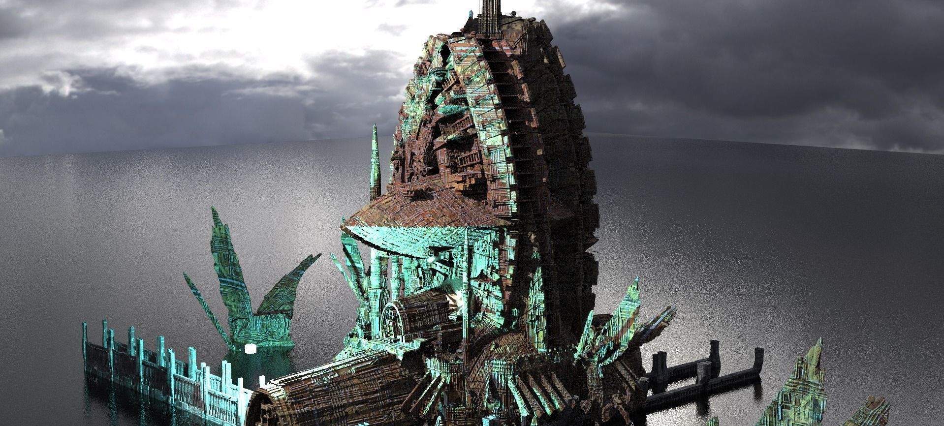 Art Deco Future Towers 5 Kit bash 3D model_1