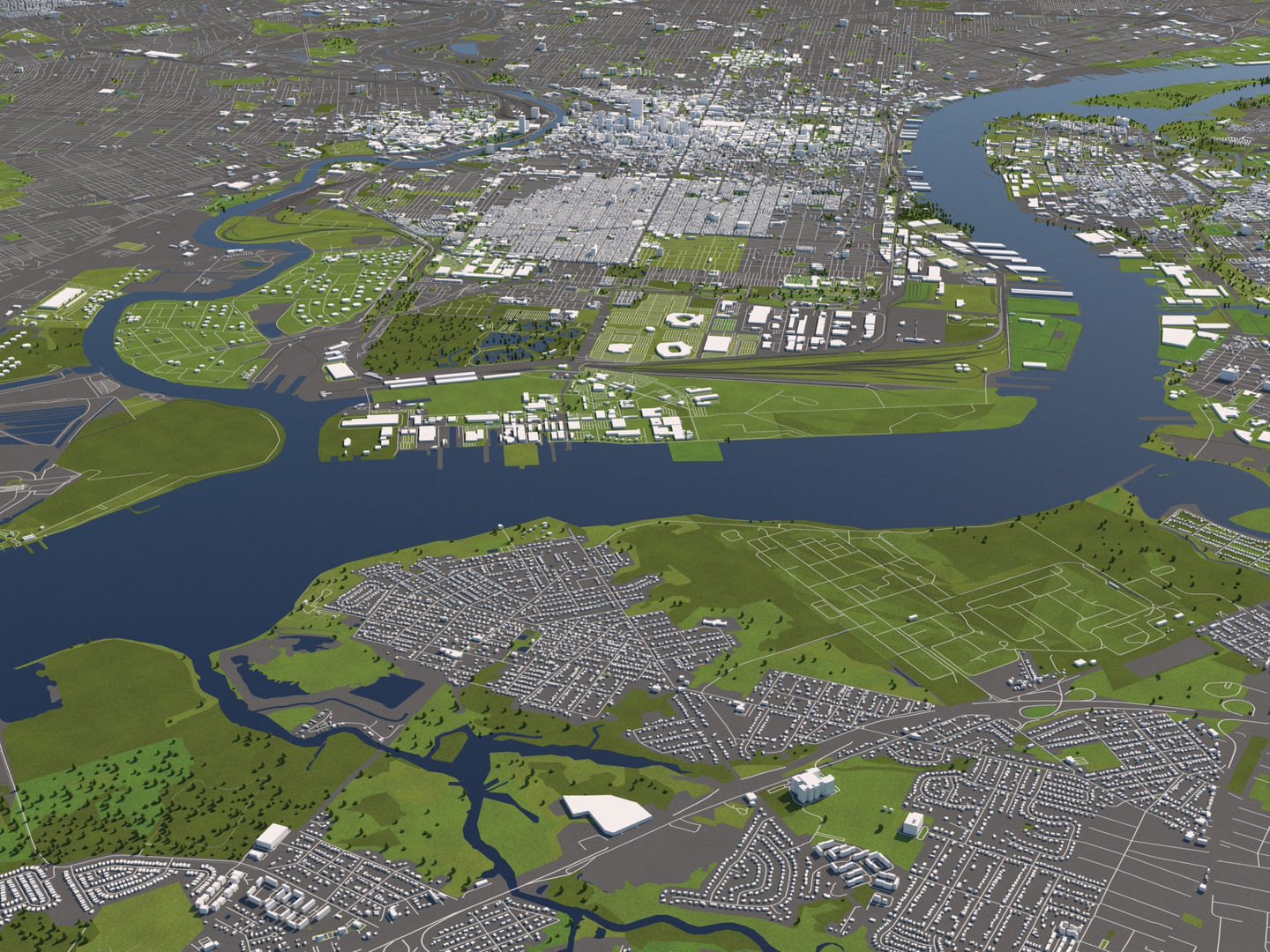 Philadelphia 50x50km 3D City Map 3D model_10