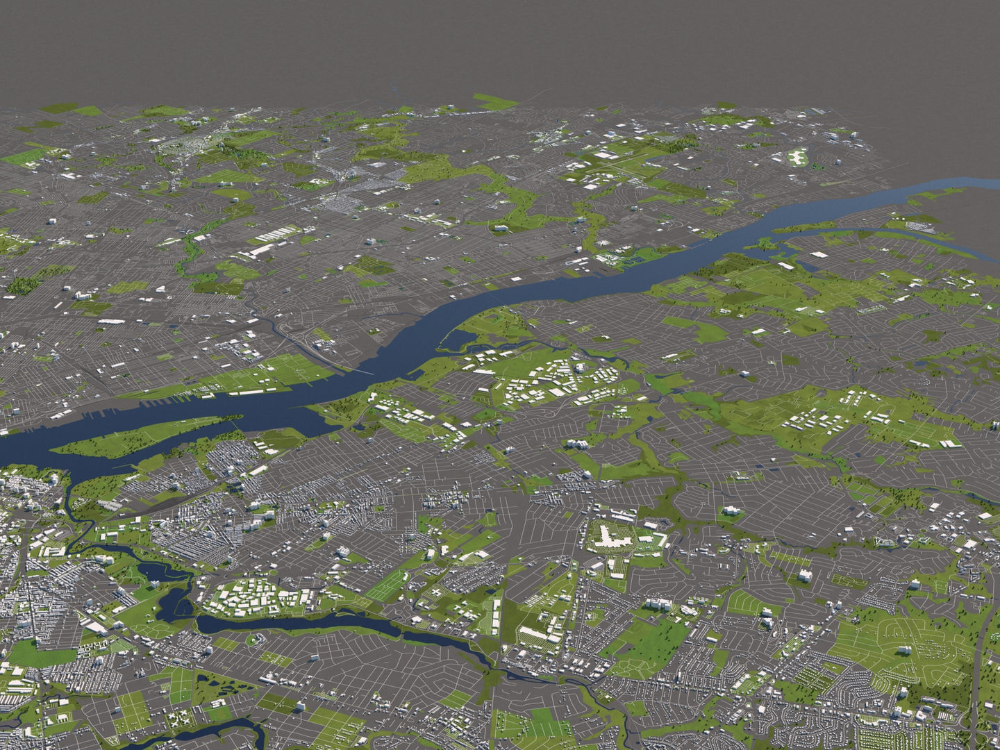 Philadelphia 50x50km 3D City Map 3D model_9