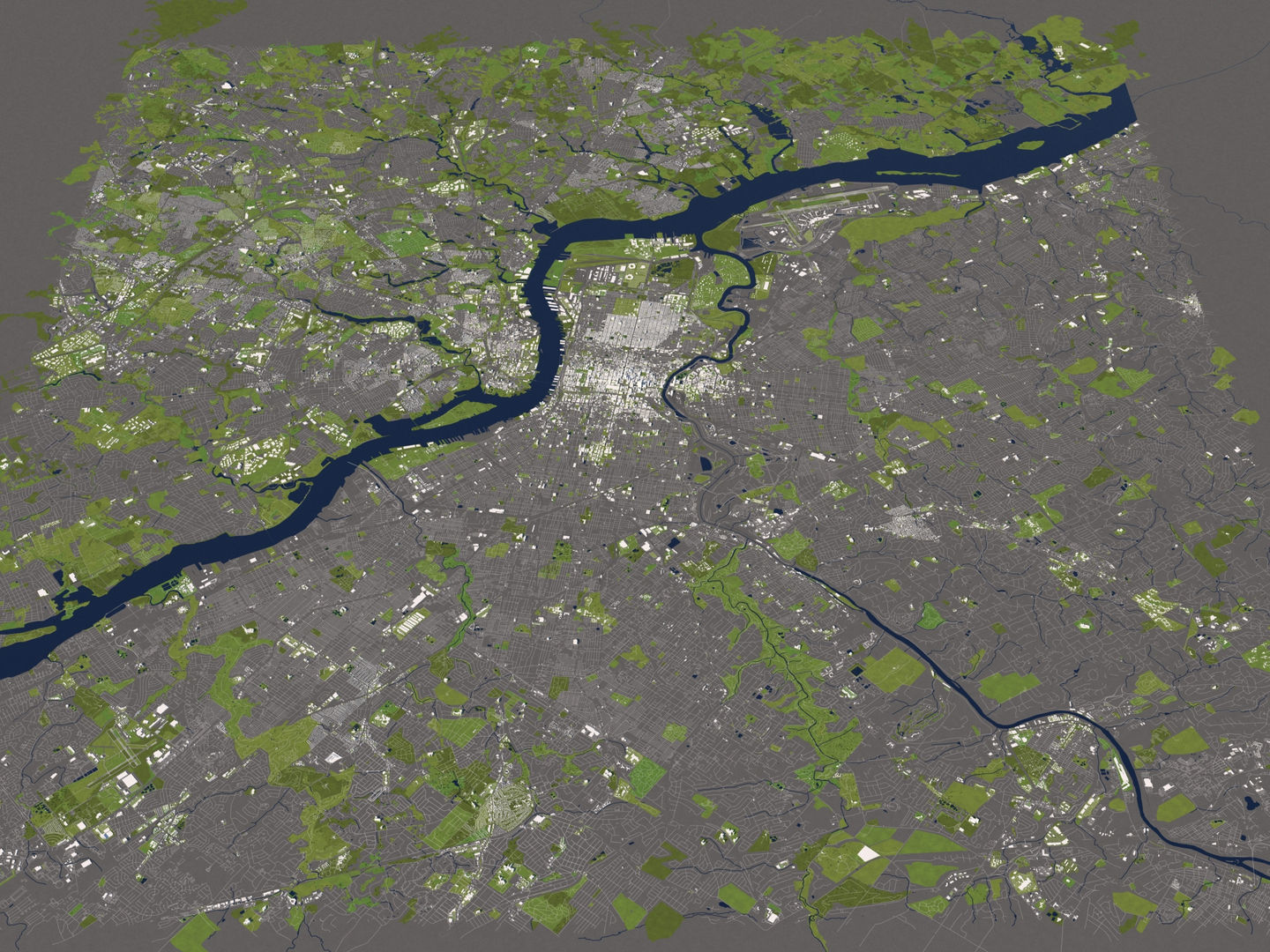 Philadelphia 50x50km 3D City Map 3D model_14
