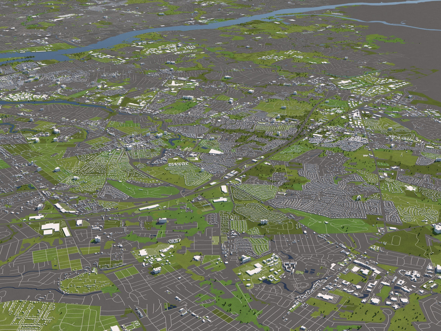 Philadelphia 50x50km 3D City Map 3D model_11