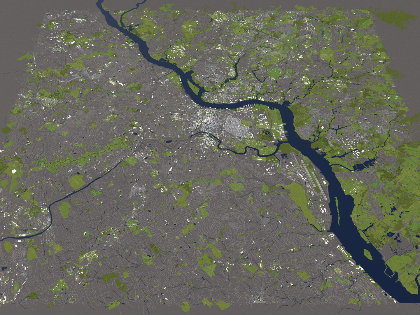 Philadelphia 50x50km 3D City Map 3D model_13