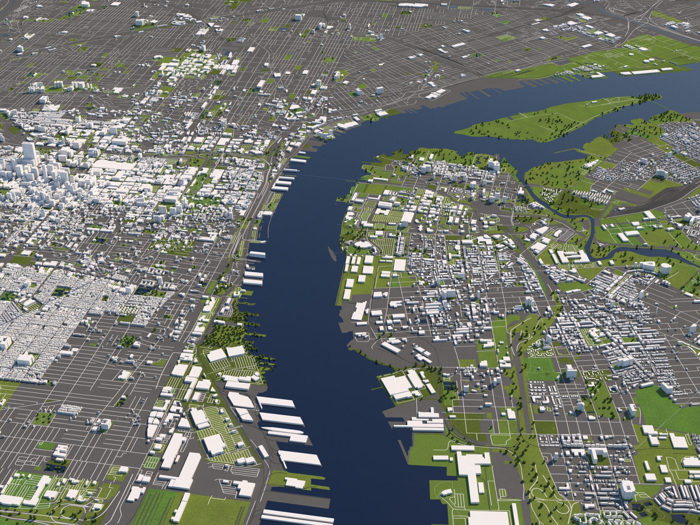 Philadelphia 50x50km 3D City Map 3D model_8