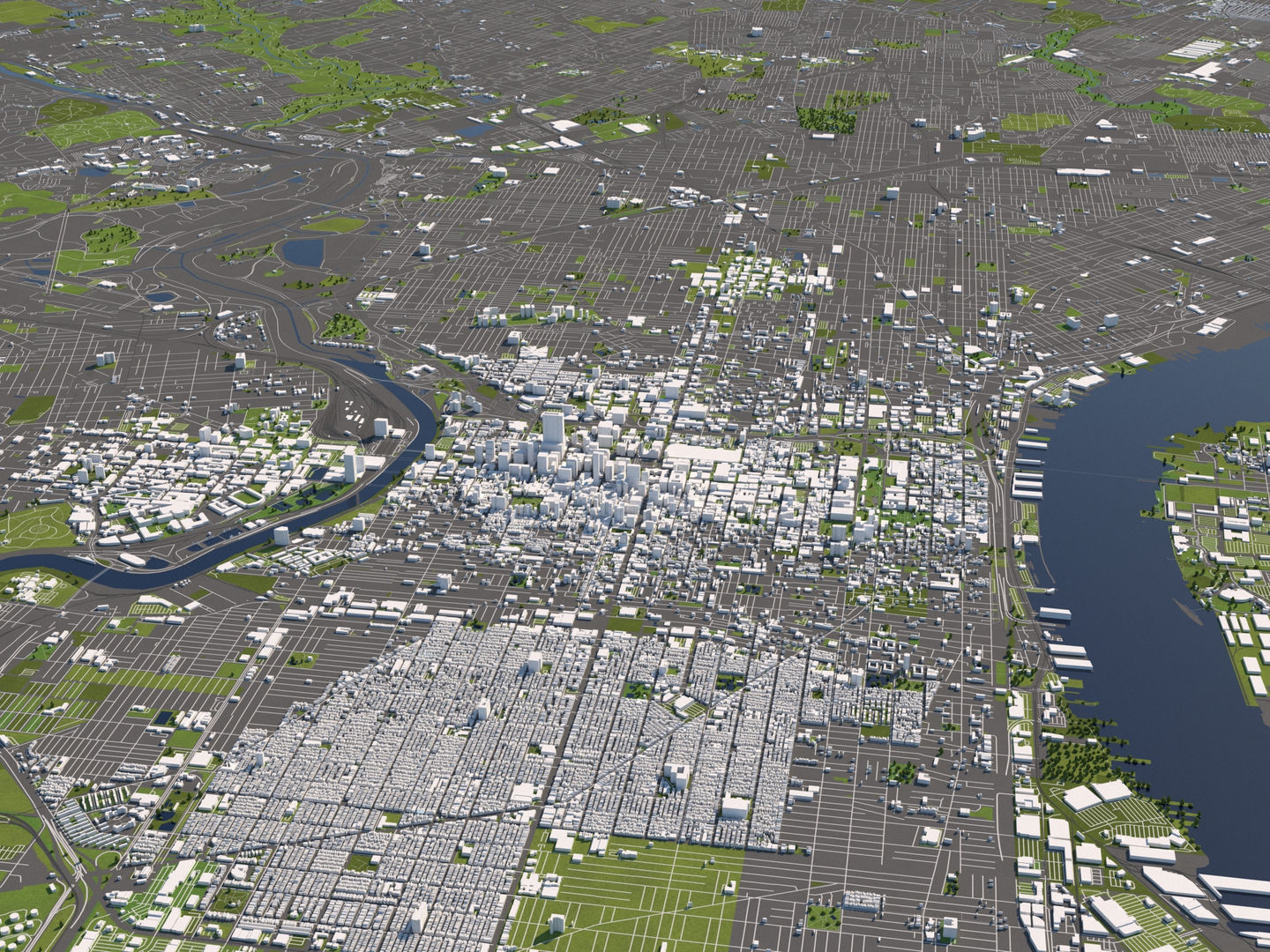 Philadelphia 50x50km 3D City Map 3D model_2