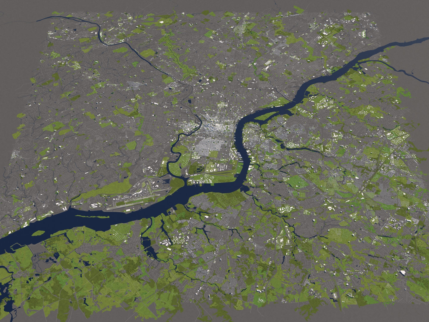 Philadelphia 50x50km 3D City Map 3D model_12