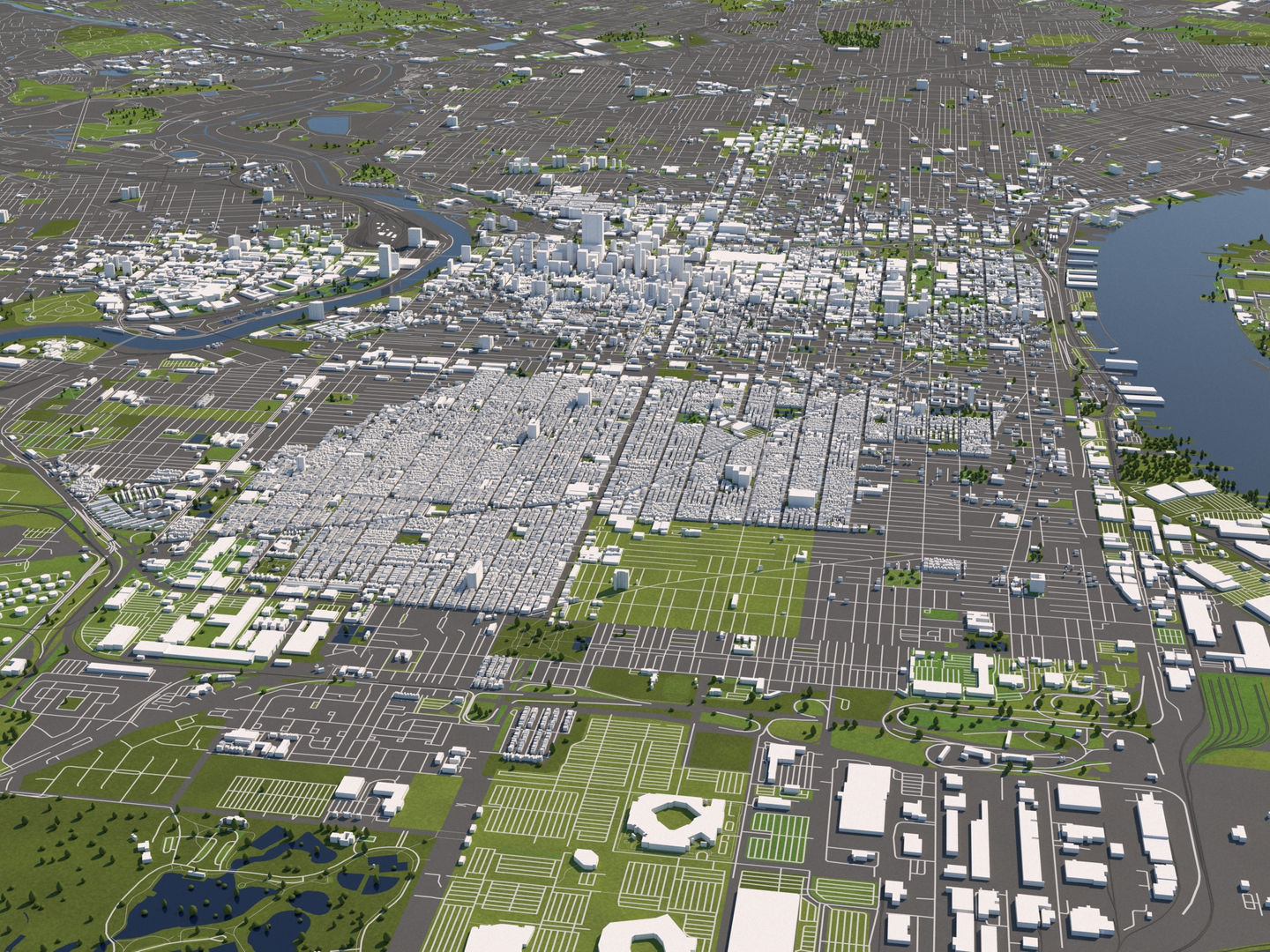 Philadelphia 50x50km 3D City Map 3D model_4