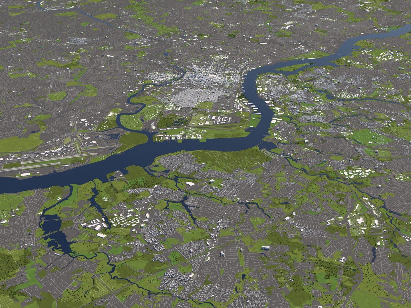 Philadelphia 50x50km 3D City Map 3D model_5