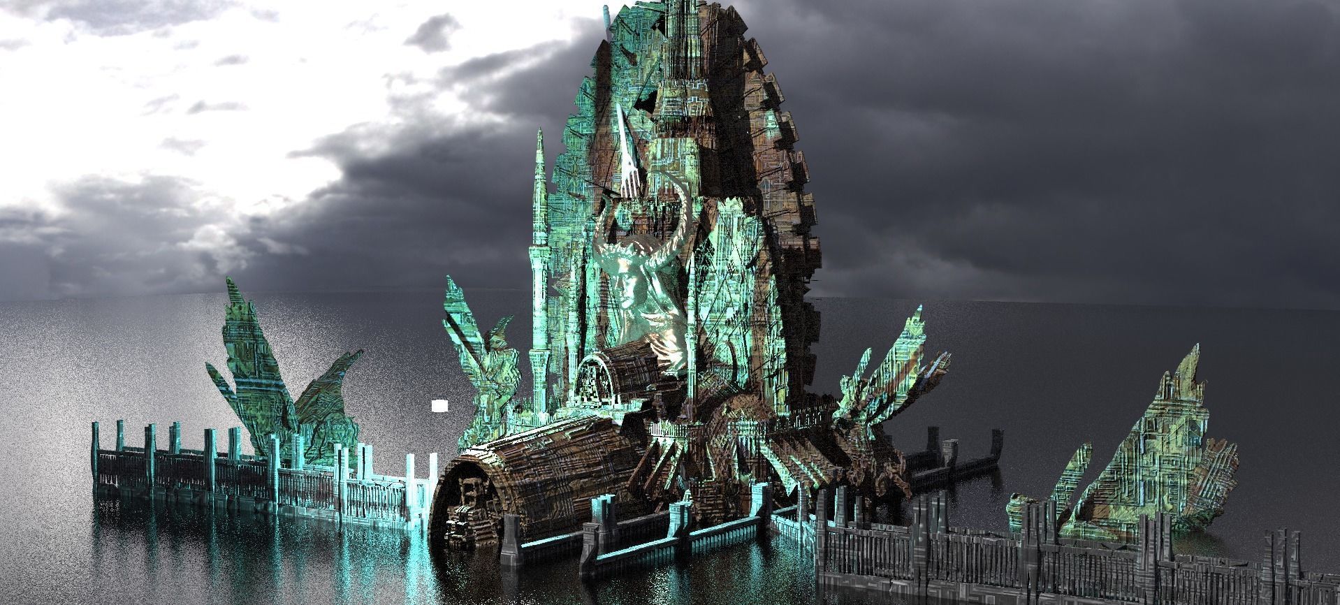 Art Deco Future Towers 6 Kit bash  3D model_2