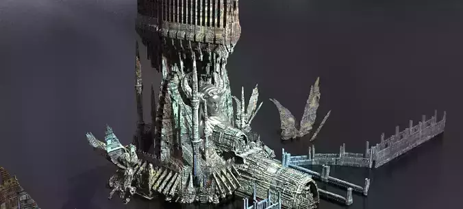 Helios light Walker Temples Kitbash 3D model
