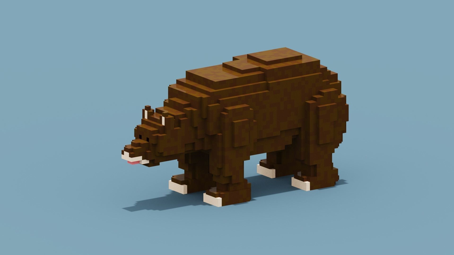 Voxel Bear Low-poly 3D model_2