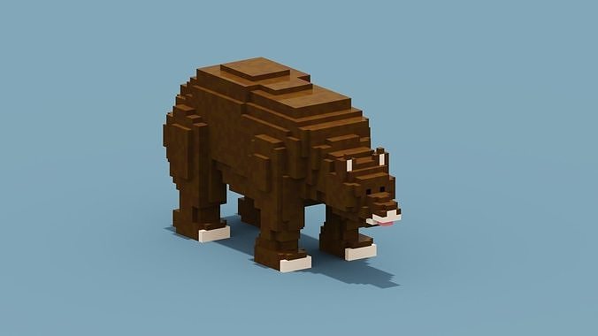 Voxel Bear Low-poly 3D model