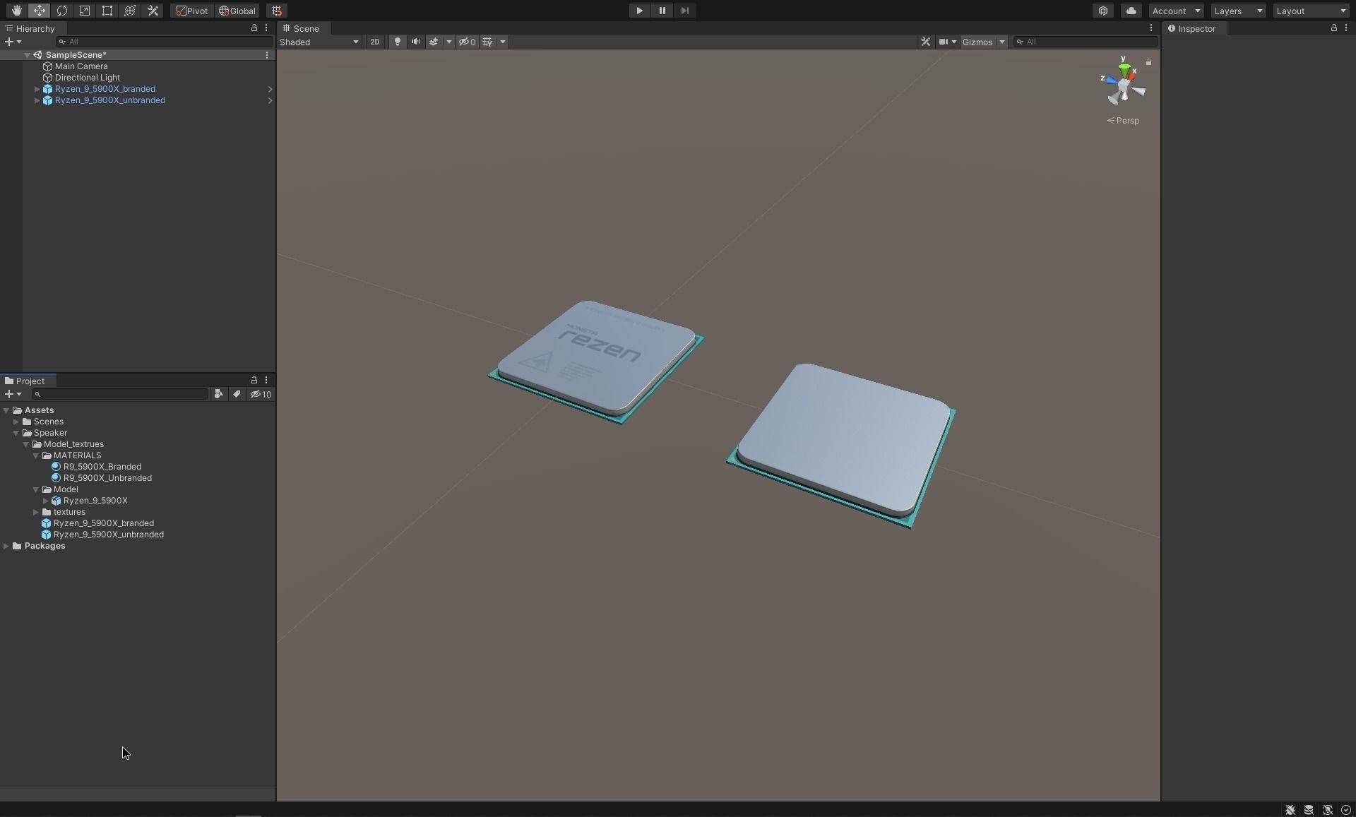 Ryzen 9 5900X delidable CPU Low-poly 3D model_8