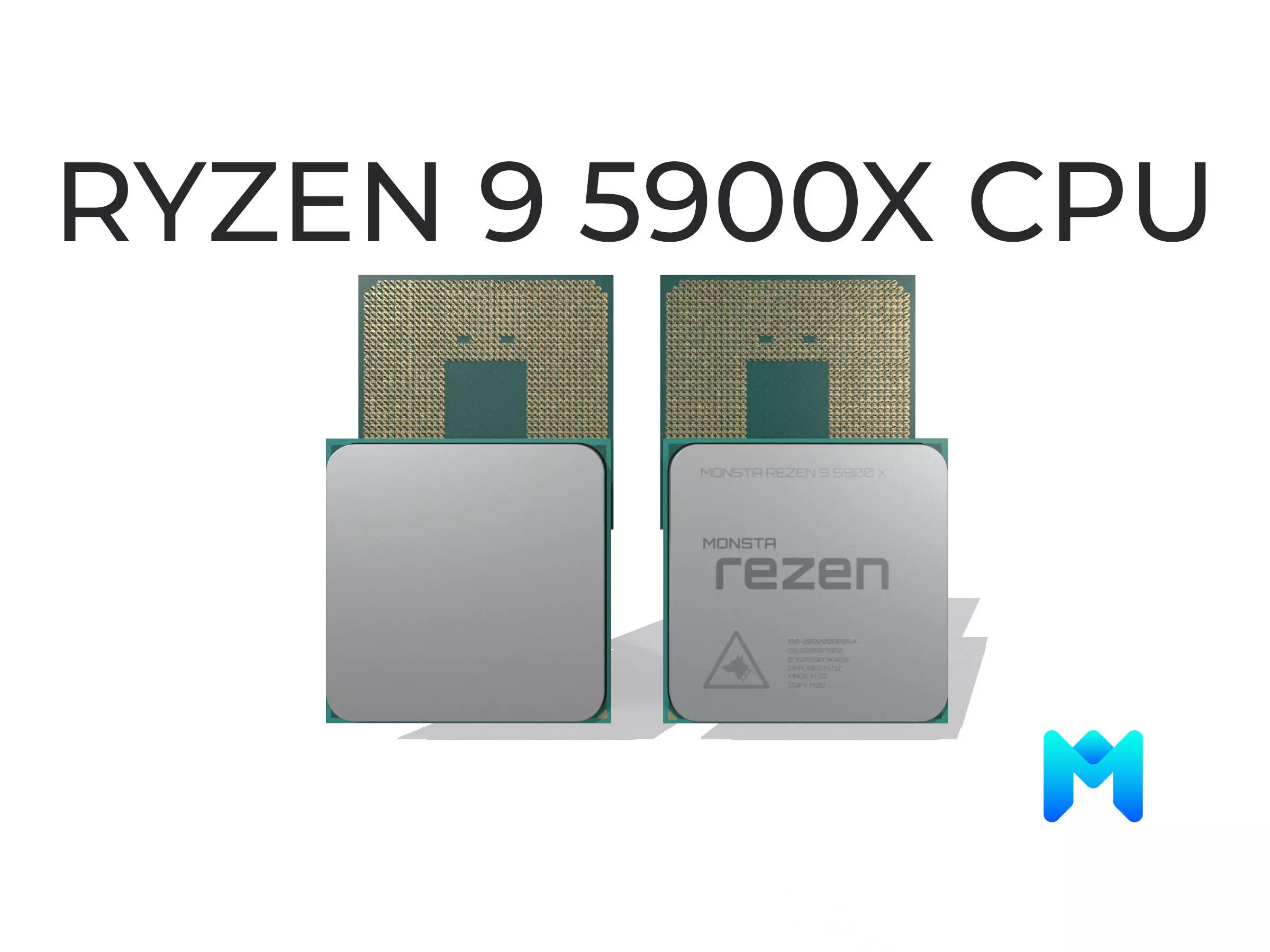 Ryzen 9 5900X delidable CPU Low-poly 3D model_0