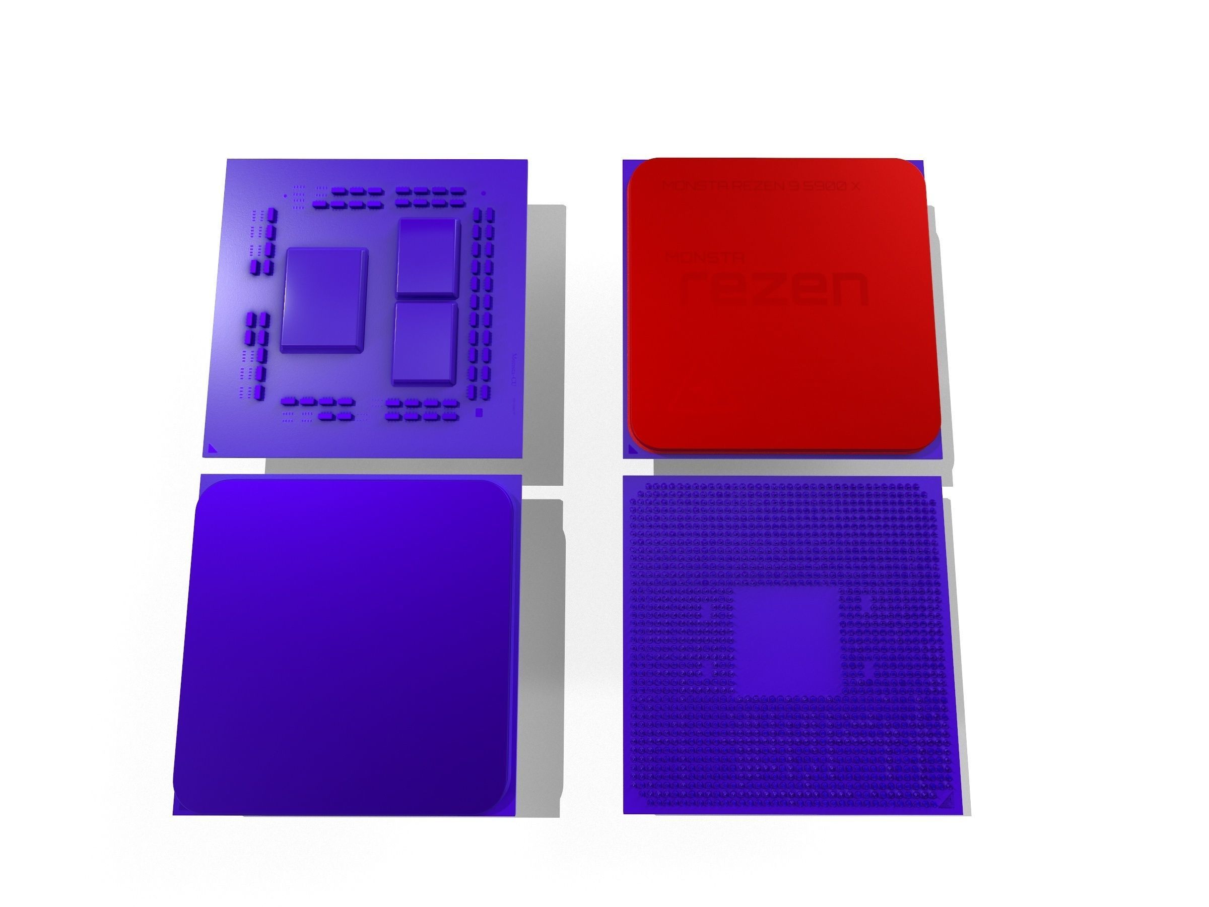 Ryzen 9 5900X delidable CPU Low-poly 3D model_7