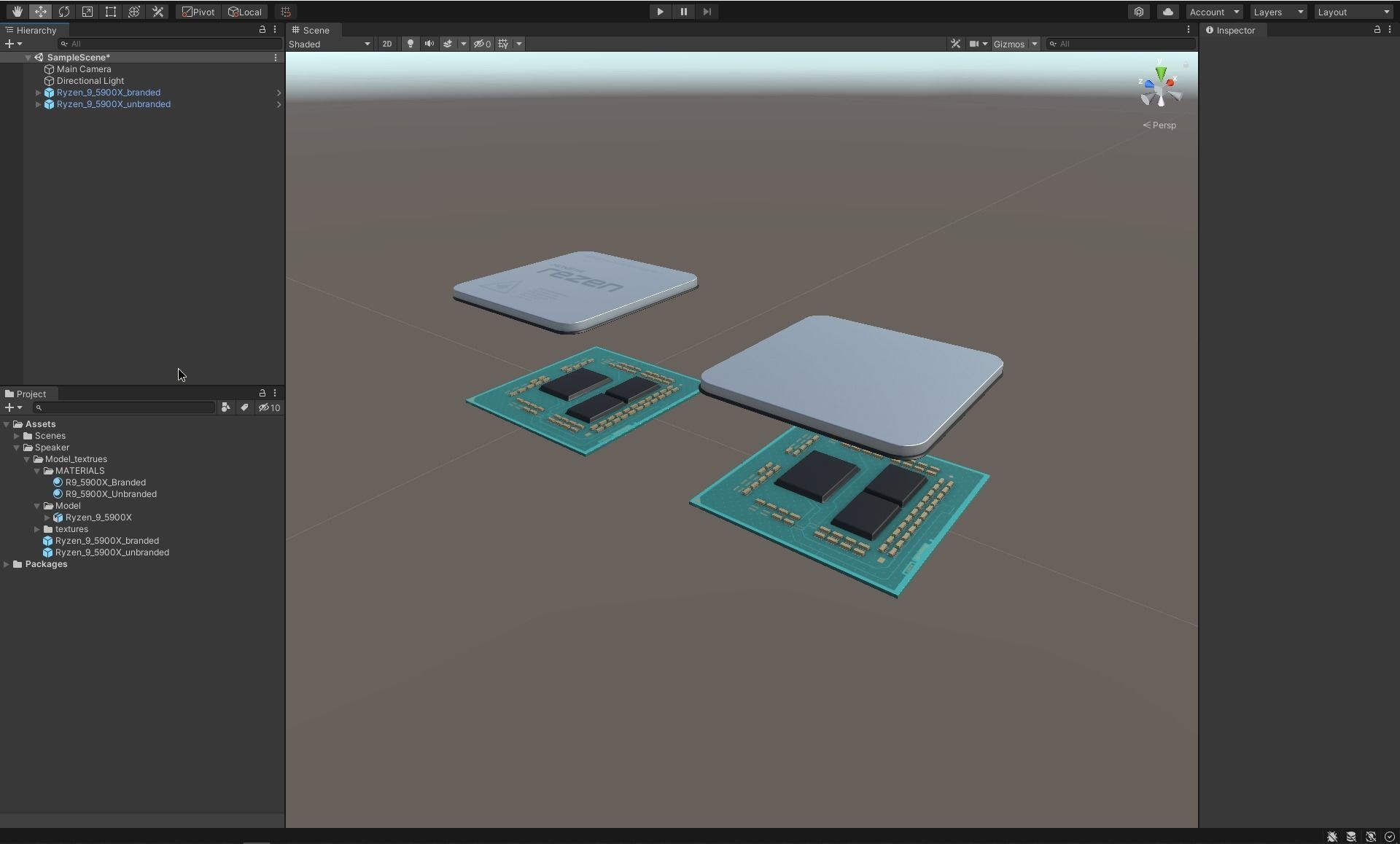 Ryzen 9 5900X delidable CPU Low-poly 3D model_9