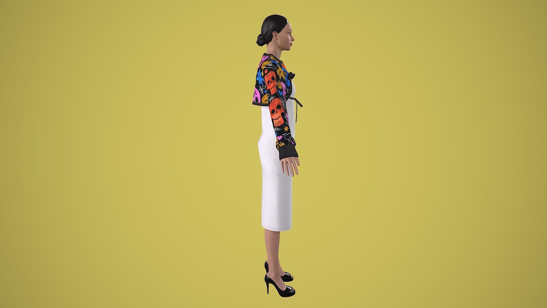 outfit set with Mexican skull pattern 2 pieces 3D model_7