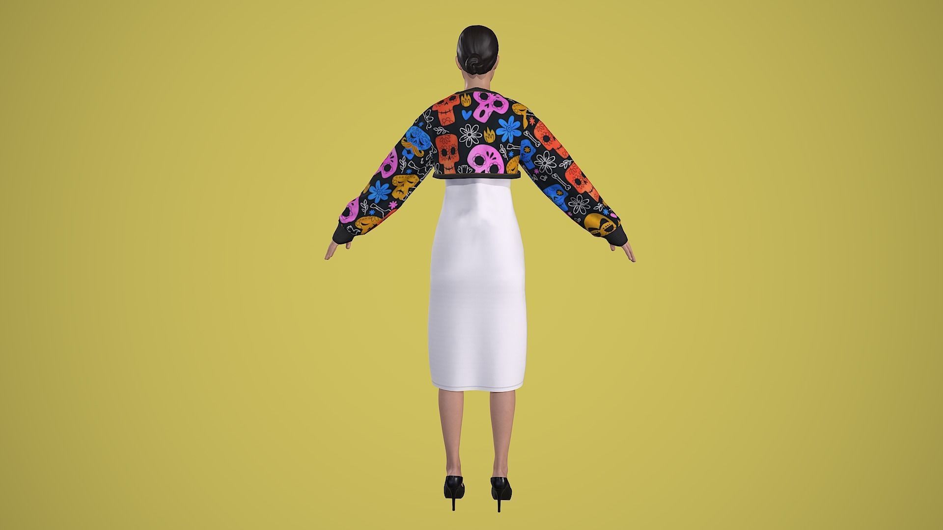 outfit set with Mexican skull pattern 2 pieces 3D model_6