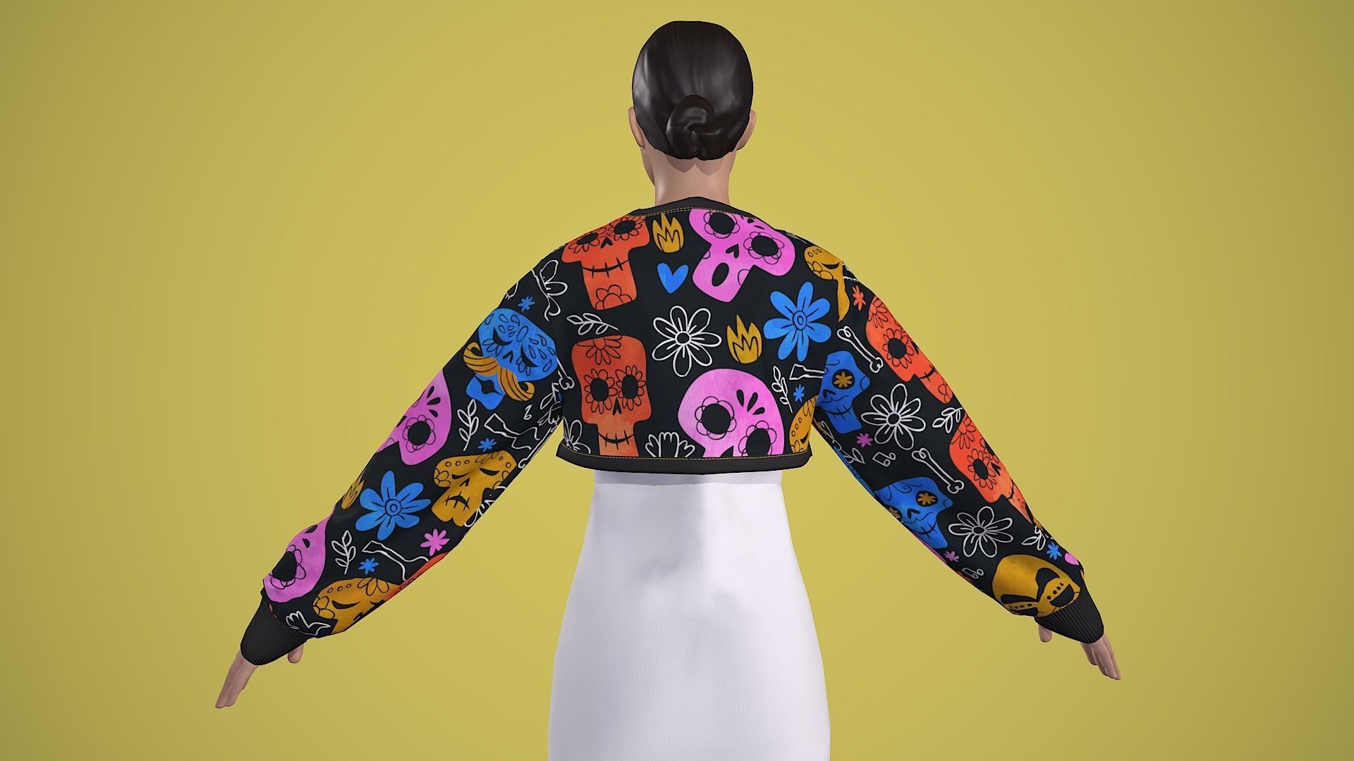 outfit set with Mexican skull pattern 2 pieces 3D model_9