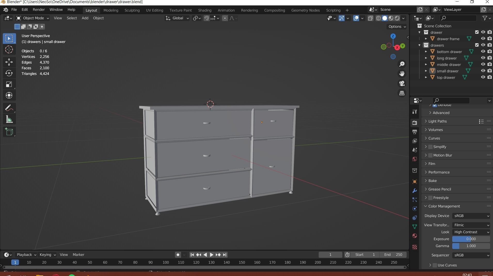 Metal frame drawer 3D model_4