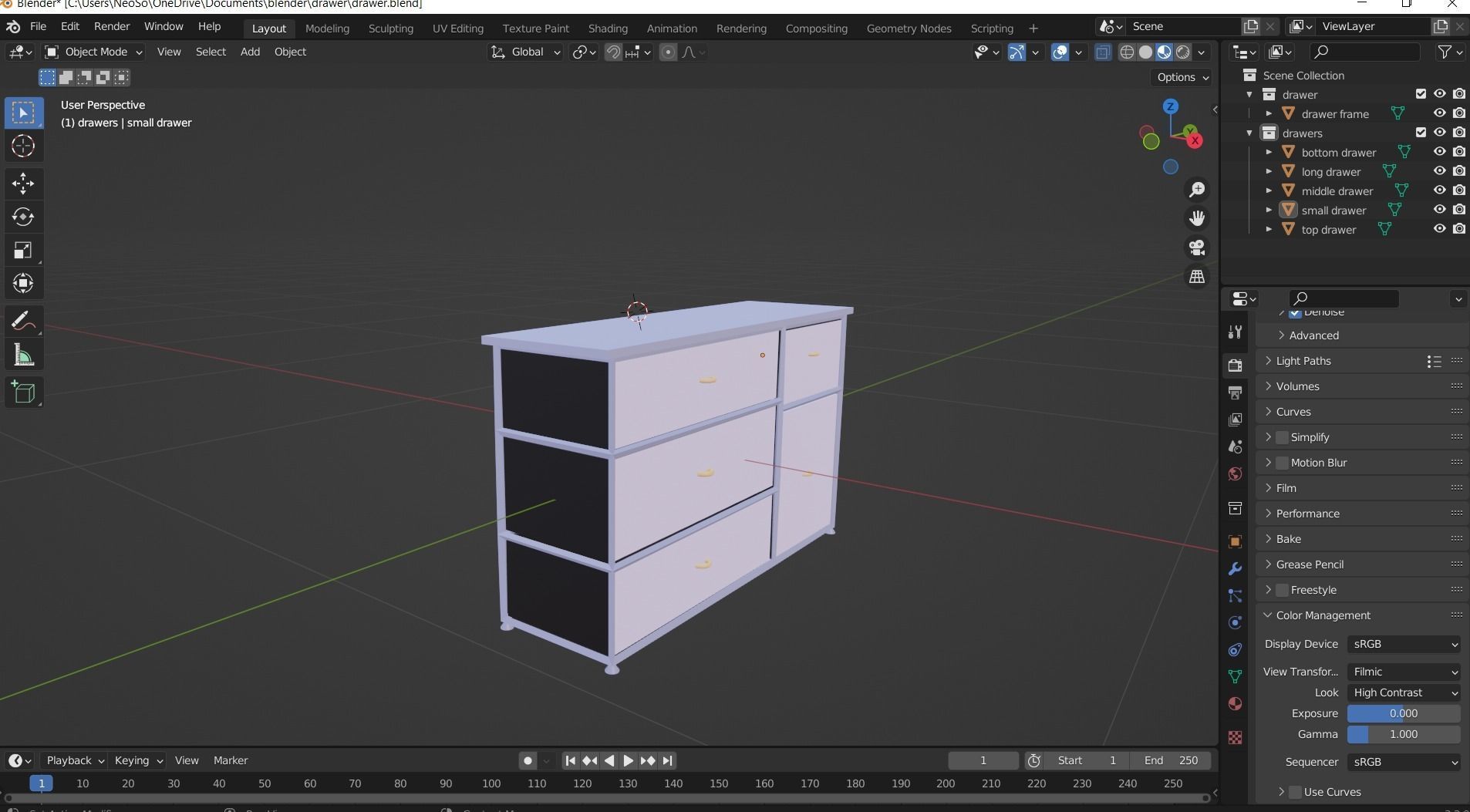 Metal frame drawer 3D model_1