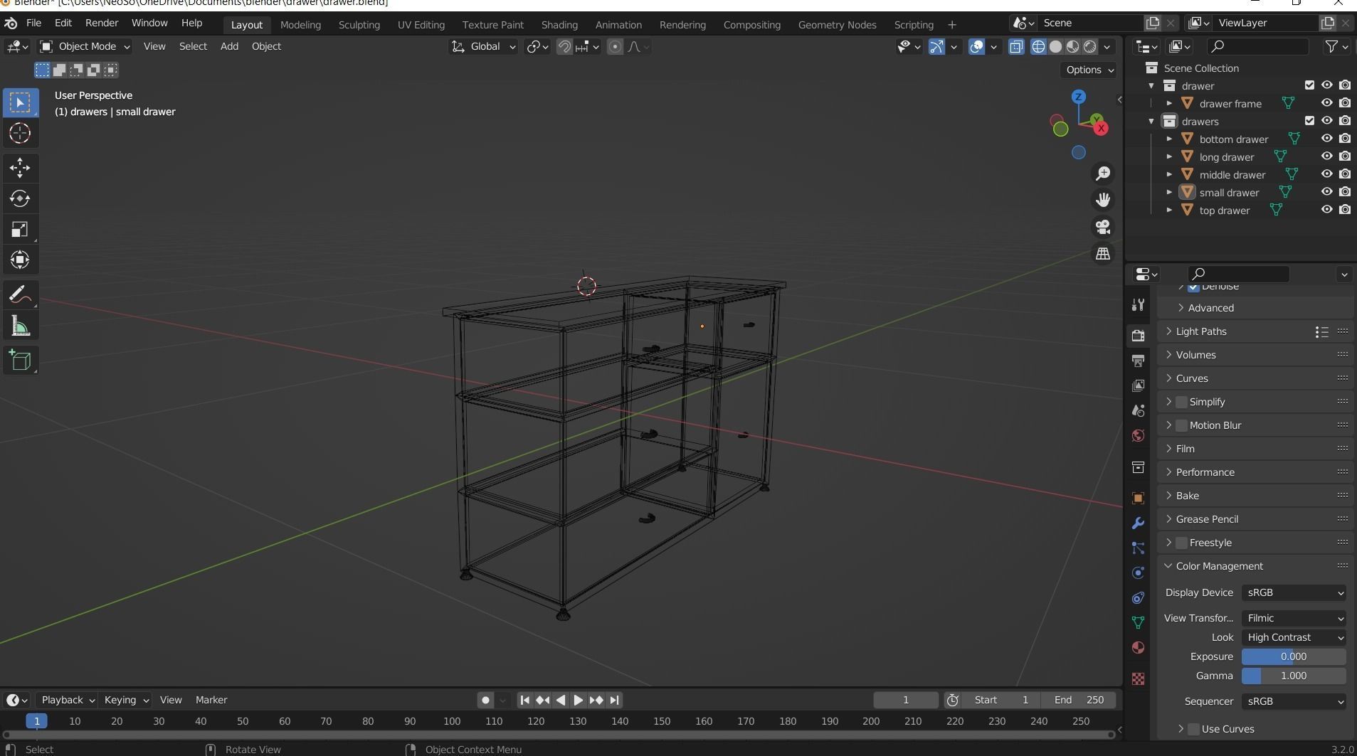 Metal frame drawer 3D model_2