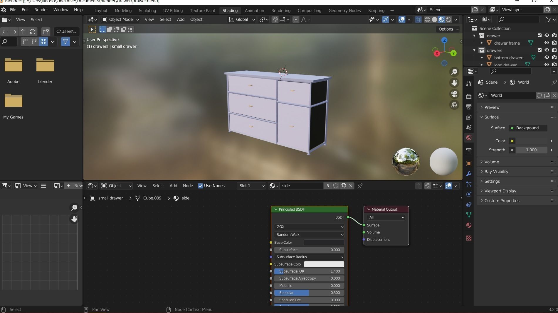 Metal frame drawer 3D model_3