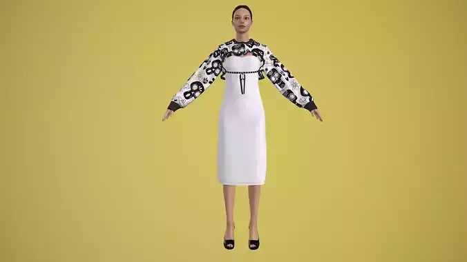  outfit set with White Mexican skull pattern 2 pieces 