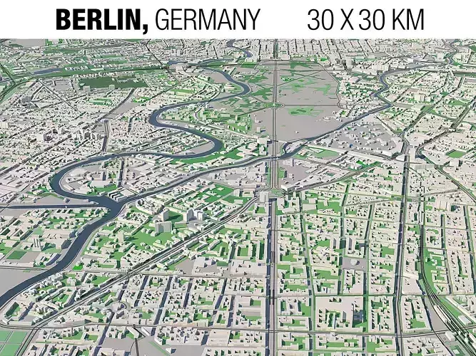 Berlin Germany 30x30km 3D City Map 3D model