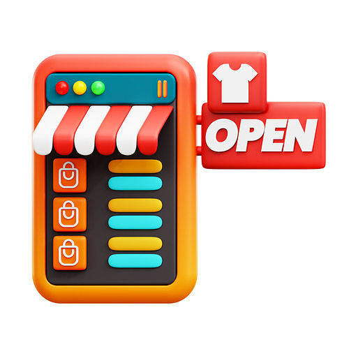 Online Store Icon Low-poly 3D model