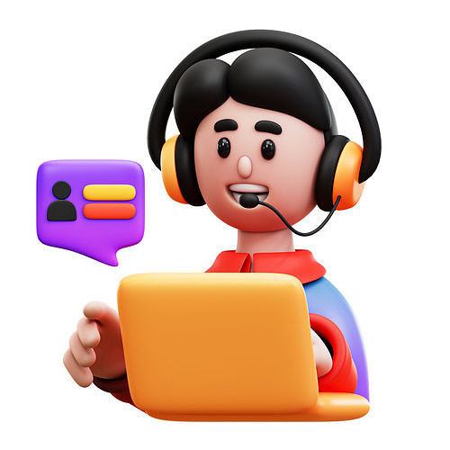 Customer Service Icon Low-poly 3D model