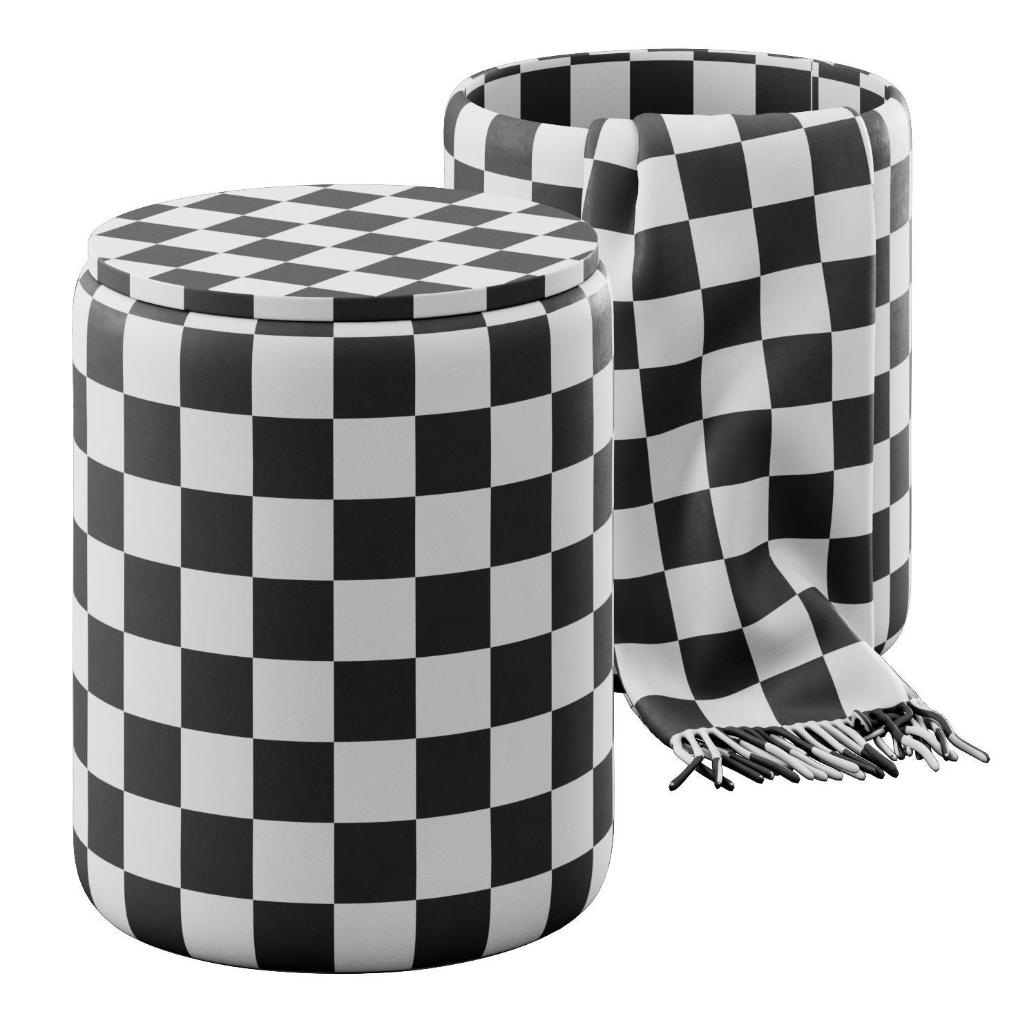 Round storage ottoman by Cortesi Home 3D model_3