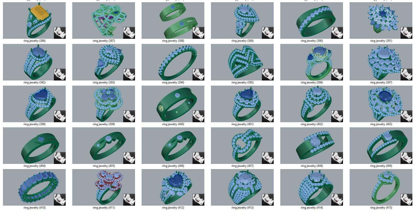 diamond  ring  15files 3D print model_13