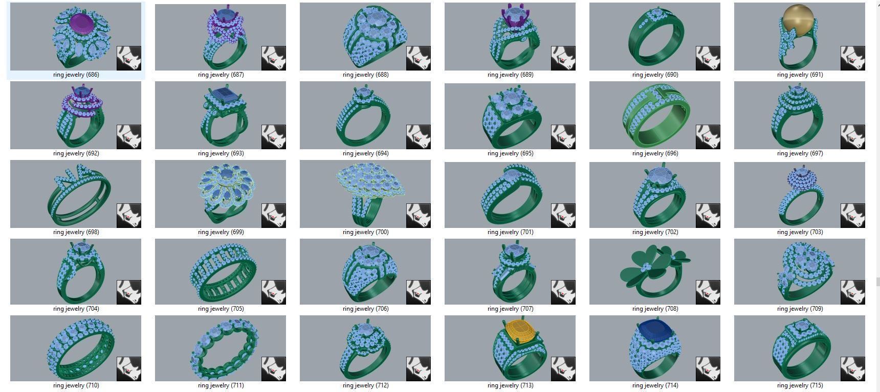 diamond  ring  15files 3D print model_23