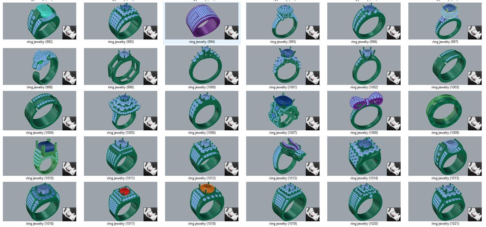 diamond  ring  15files 3D print model_33