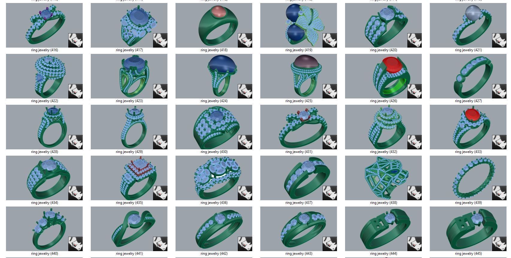 diamond  ring  15files 3D print model_14