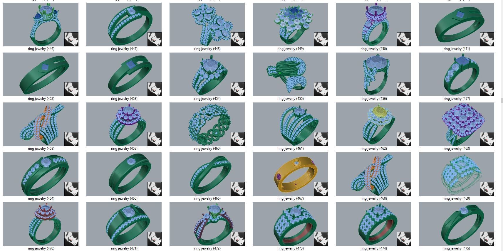 diamond  ring  15files 3D print model_15