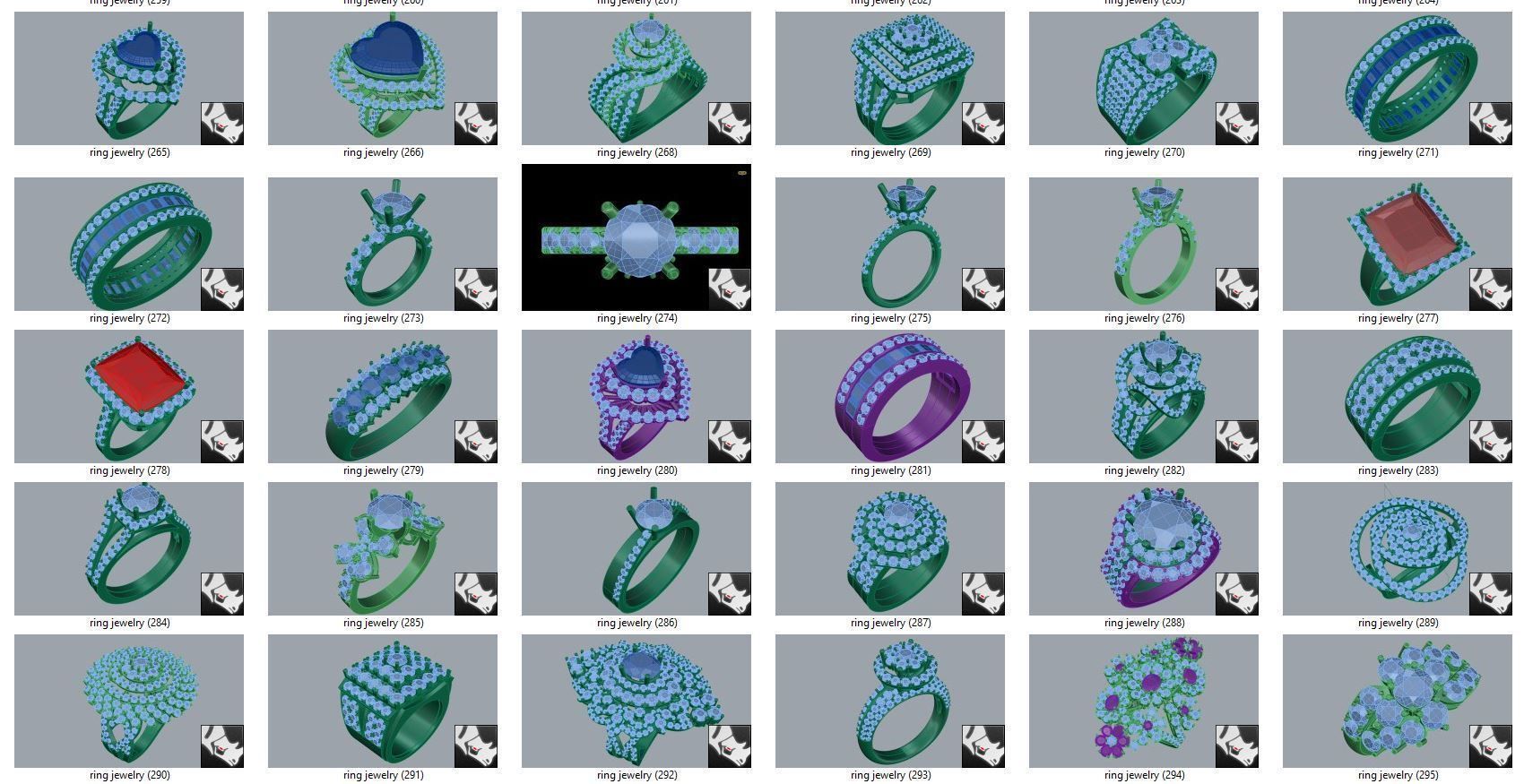 diamond  ring  15files 3D print model_9